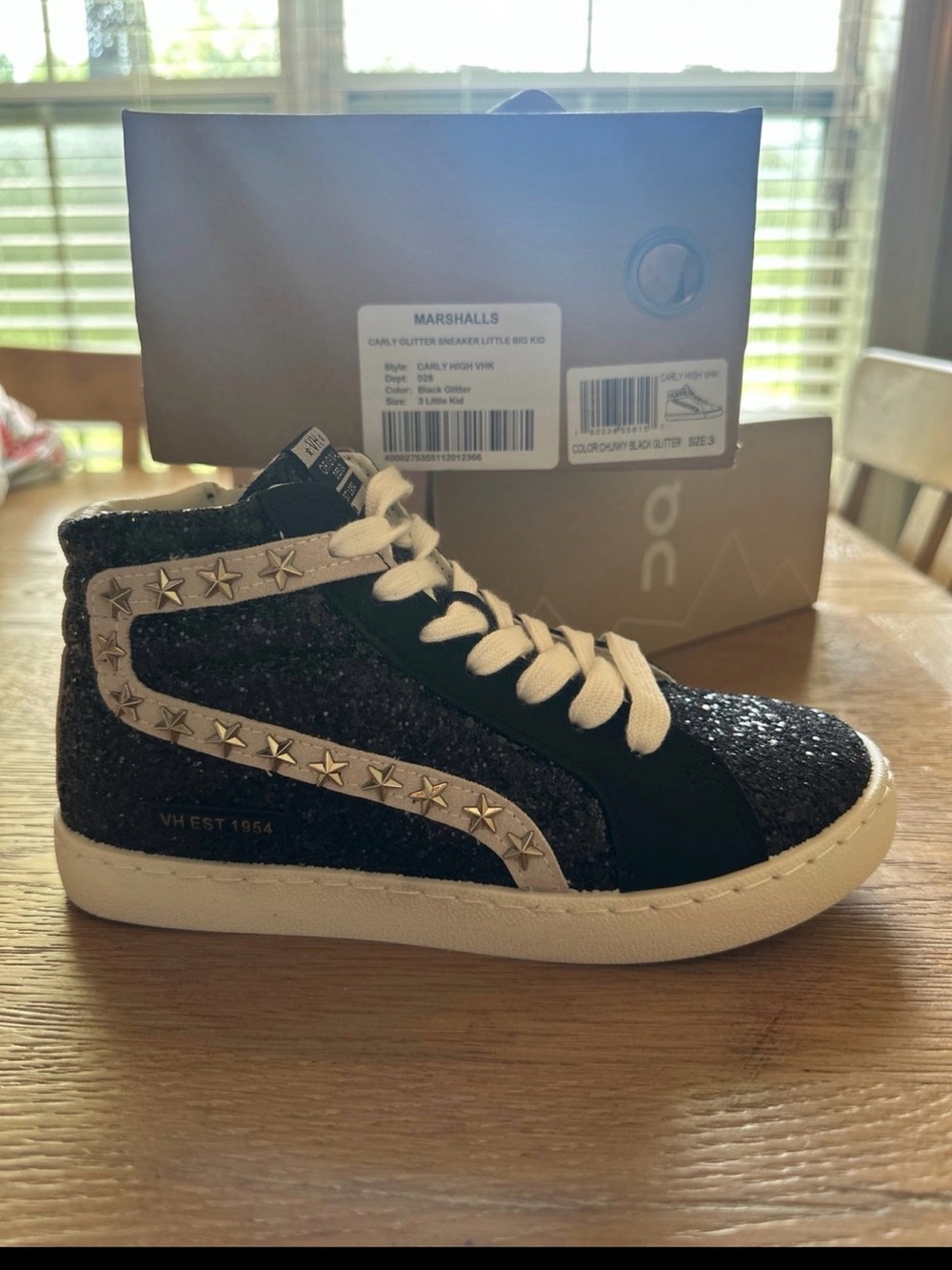 Vintage Havana’s Glitter High Top Sneaker with Star Stud Trim girls